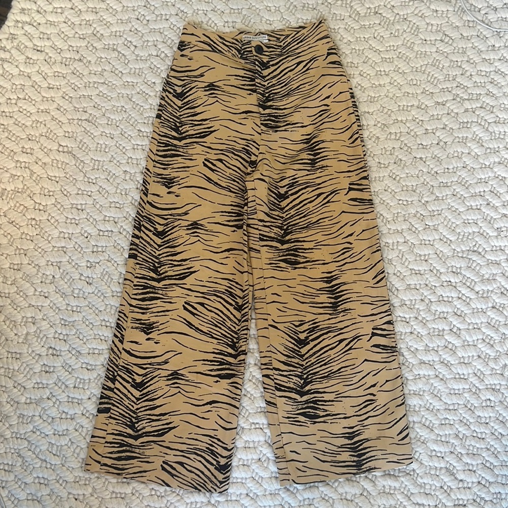 Fun silky zebra print high-waisted pants
